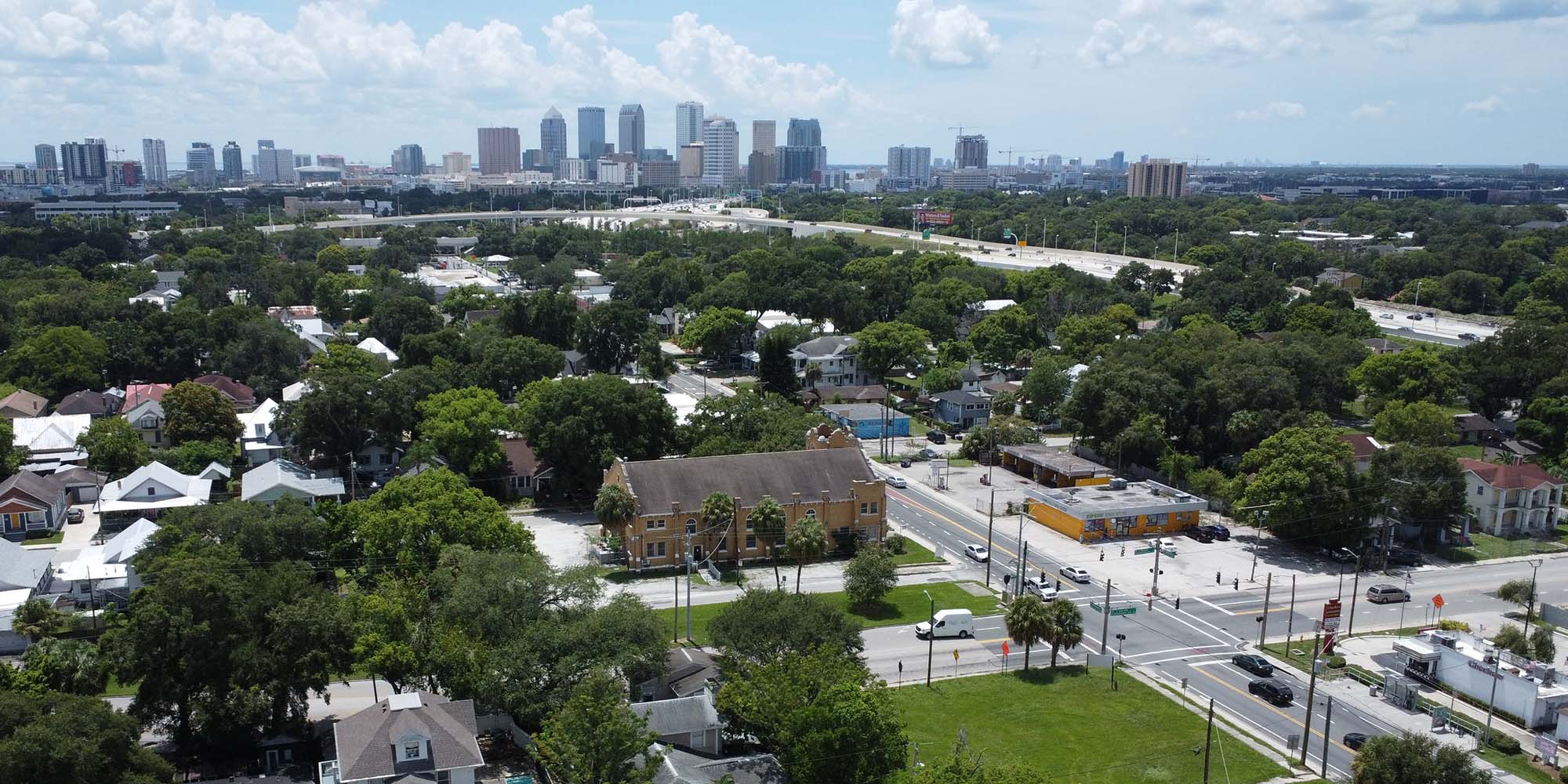Nebraska Ave with Tampa skyline