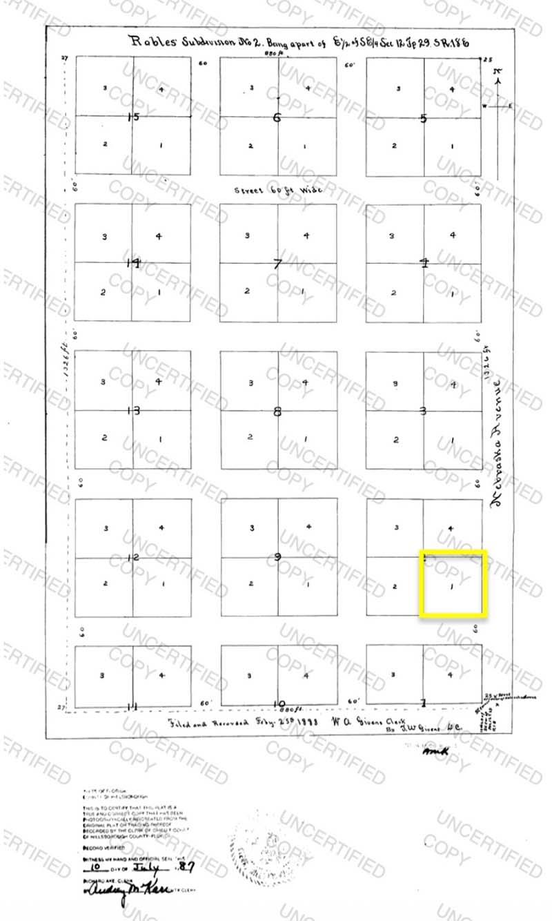 1888 - Robles Subdivision No. 2 - lot sectioned for the Island Shine Car Wash
