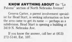 Information request for La Paloma origins