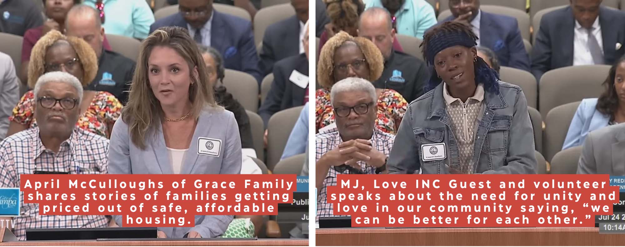 April McCullohs and MJ speak at board meeting